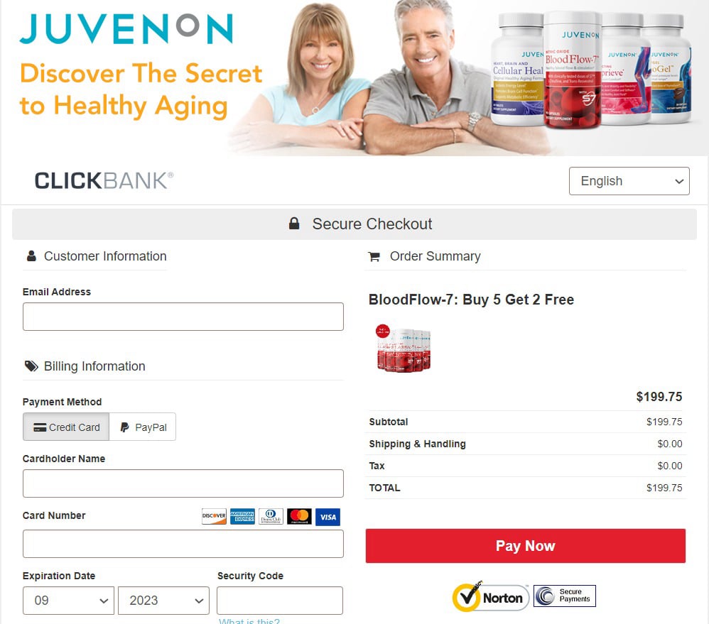 Juvenon Blood Flow-7 order page